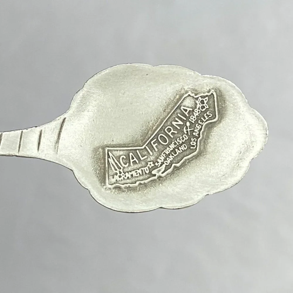 Souvenir Spoon‎ California Est 1848 Pewter Enamel Vintage Collector Travel EUC